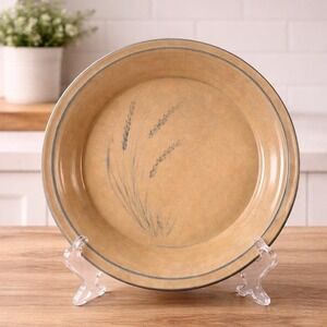 Handcrafted Sea Oats Ceramic Serving Bowl Blue Wheat 11.5"